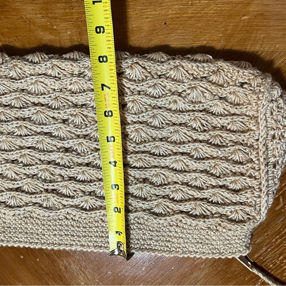 Japanese Tan Tightly Crocheted Clutch Beach Vacation Coastal Grandma Boho Pretty - Picture 6 of 7